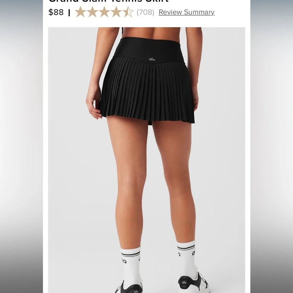 ALO Yoga Black Pleated Mini Skirt